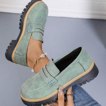 Momount Dame Mokassiner med Plateau – Tracksål Penny-Strop Slip-On Rund Tå