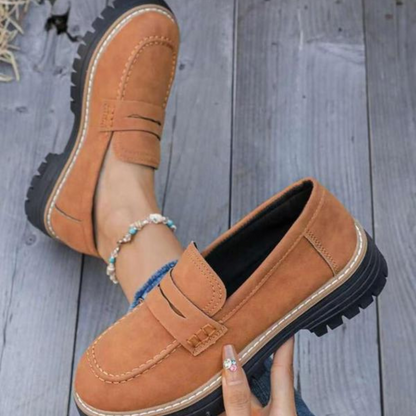 Momount Dame Mokassiner med Plateau – Tracksål Penny-Strop Slip-On Rund Tå
