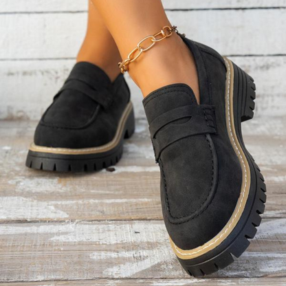 Momount Dame Mokassiner med Plateau – Tracksål Penny-Strop Slip-On Rund Tå