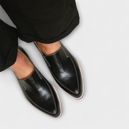 Momount Dame Loafers med Spids Tå – Læder Slip-On Blød Flad Minimalistisk