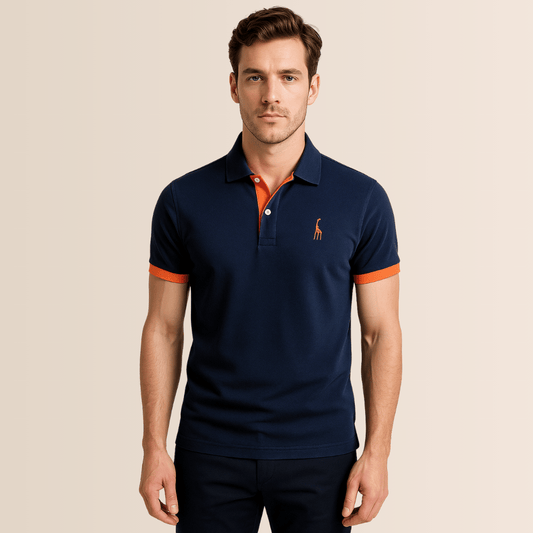 Momount Men Polo Shirt – Contrast Collar Embroidered Logo Short Sleeve