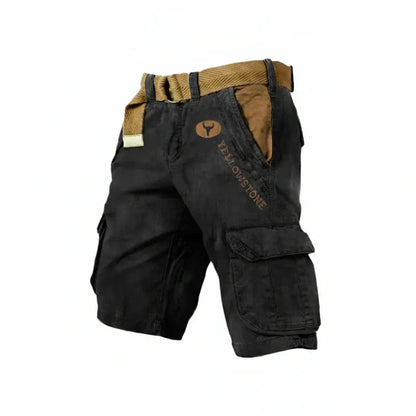 Herrecargoshorts i vasket bomuld – Med bælte og knælængde til outdoor