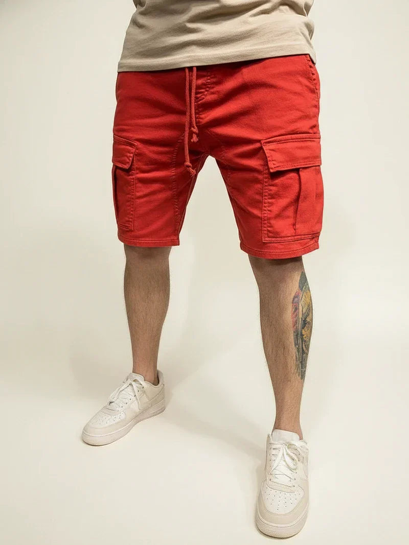 Herrecargoshorts med snørelukning – Slim fit i bomuld til hverdag