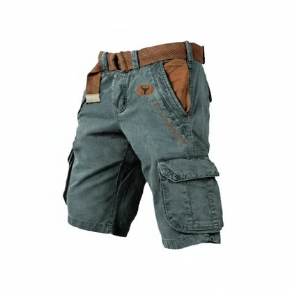 Herrecargoshorts i vasket bomuld – Med bælte og knælængde til outdoor