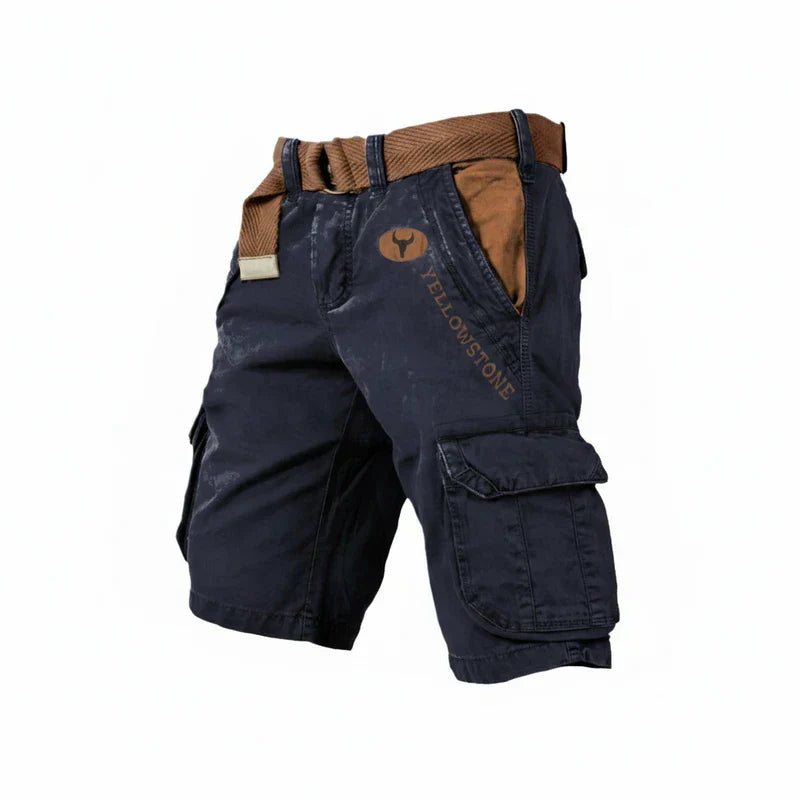Herrecargoshorts i vasket bomuld – Med bælte og knælængde til outdoor