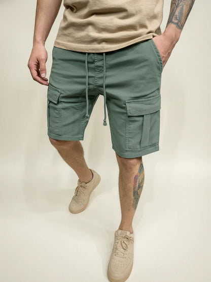 Herrecargoshorts med snørelukning – Slim fit i bomuld til hverdag