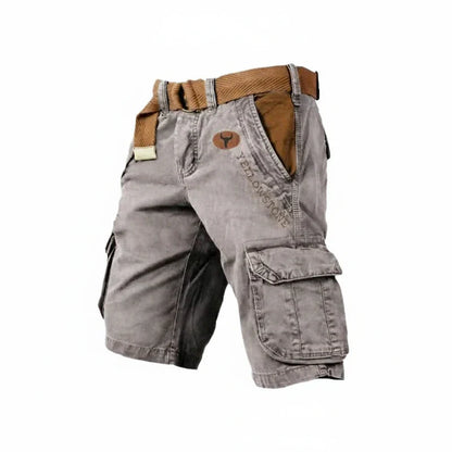 Herrecargoshorts i vasket bomuld – Med bælte og knælængde til outdoor