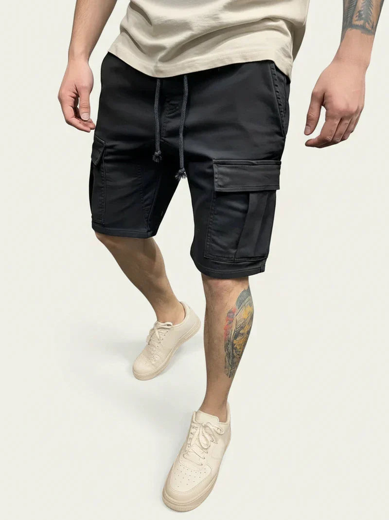 Herrecargoshorts med snørelukning – Slim fit i bomuld til hverdag