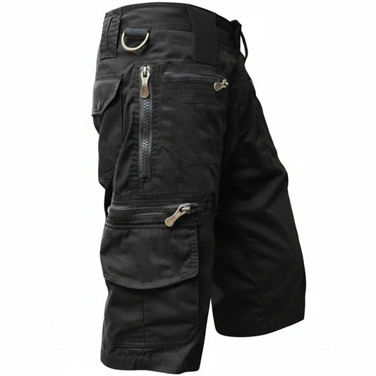 Momount Men Cargo Shorts – Multi-Pocket Zip D-Ring Knee Length Tactical