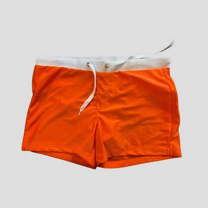 Ensfarvede herrebadeshorts – Slim boxer-snit med lynlomme