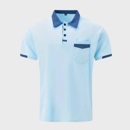 Momount herrepoloshirt – tofarvet kontrastkrave og brystlomme i kortærmet design