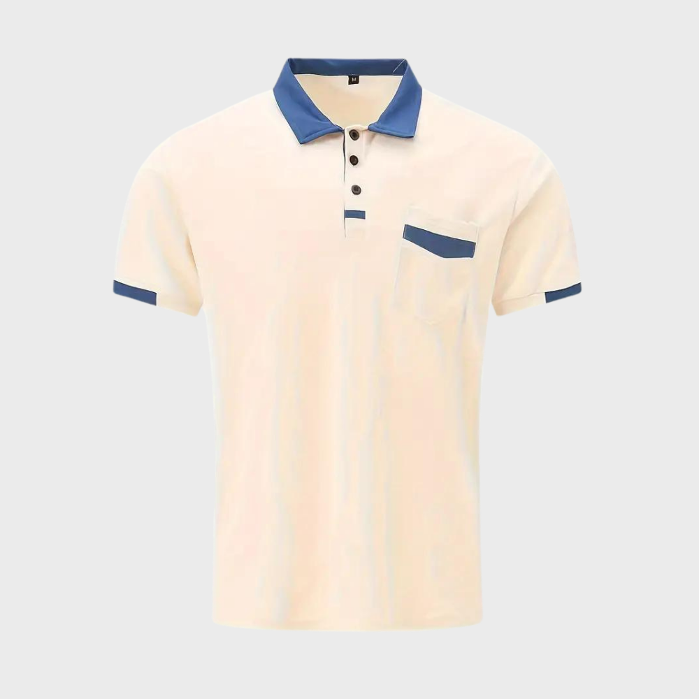 Momount herrepoloshirt – tofarvet kontrastkrave og brystlomme i kortærmet design