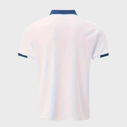 Momount herrepoloshirt – tofarvet kontrastkrave og brystlomme i kortærmet design