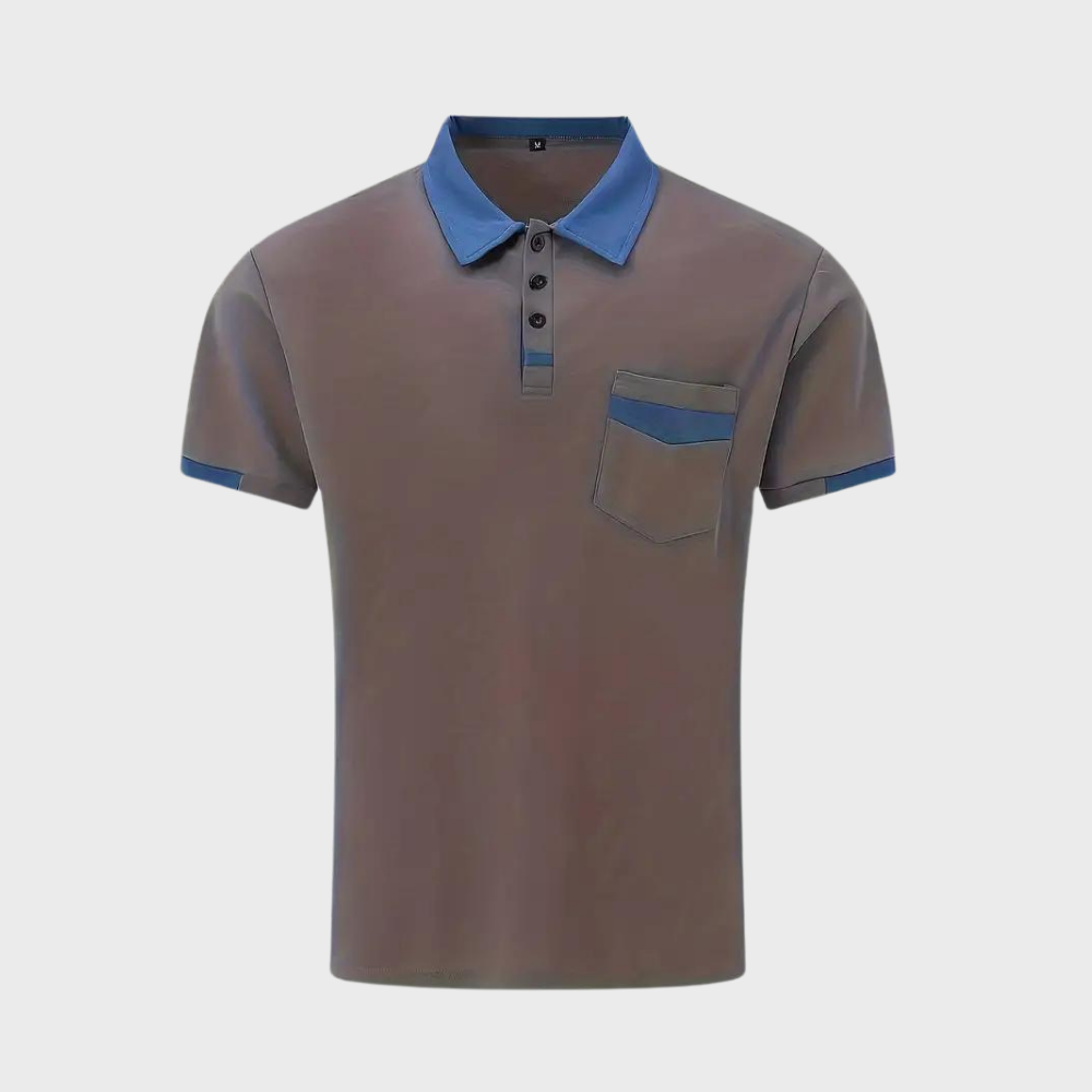 Momount herrepoloshirt – tofarvet kontrastkrave og brystlomme i kortærmet design