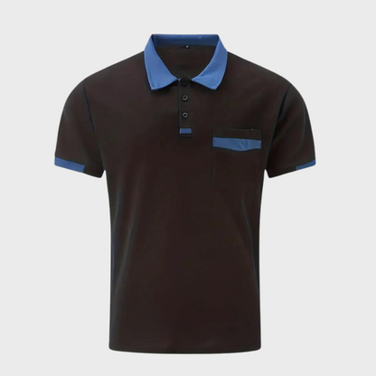Momount herrepoloshirt – tofarvet kontrastkrave og brystlomme i kortærmet design