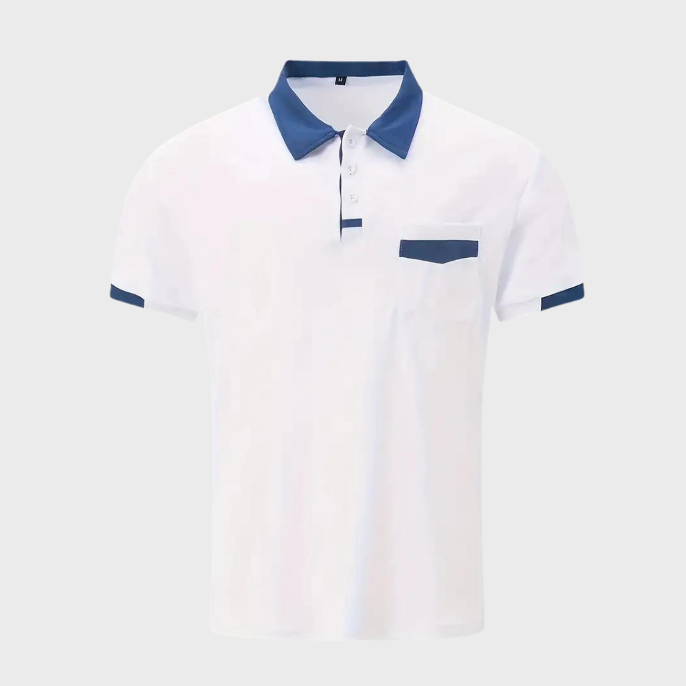 Momount herrepoloshirt – tofarvet kontrastkrave og brystlomme i kortærmet design