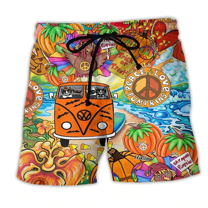 Momount herrebadeshorts – hippie van-print med snor til sommer