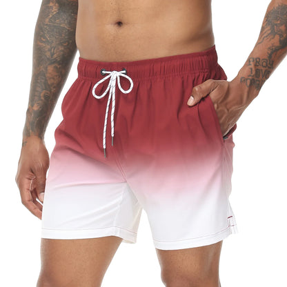 Herrebadeshorts med gradient – Orange solnedgangsfade og snor