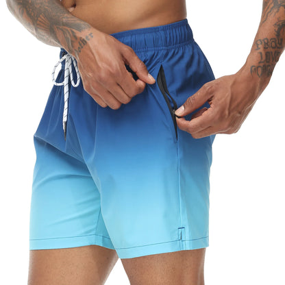 Herrebadeshorts med gradient – Orange solnedgangsfade og snor