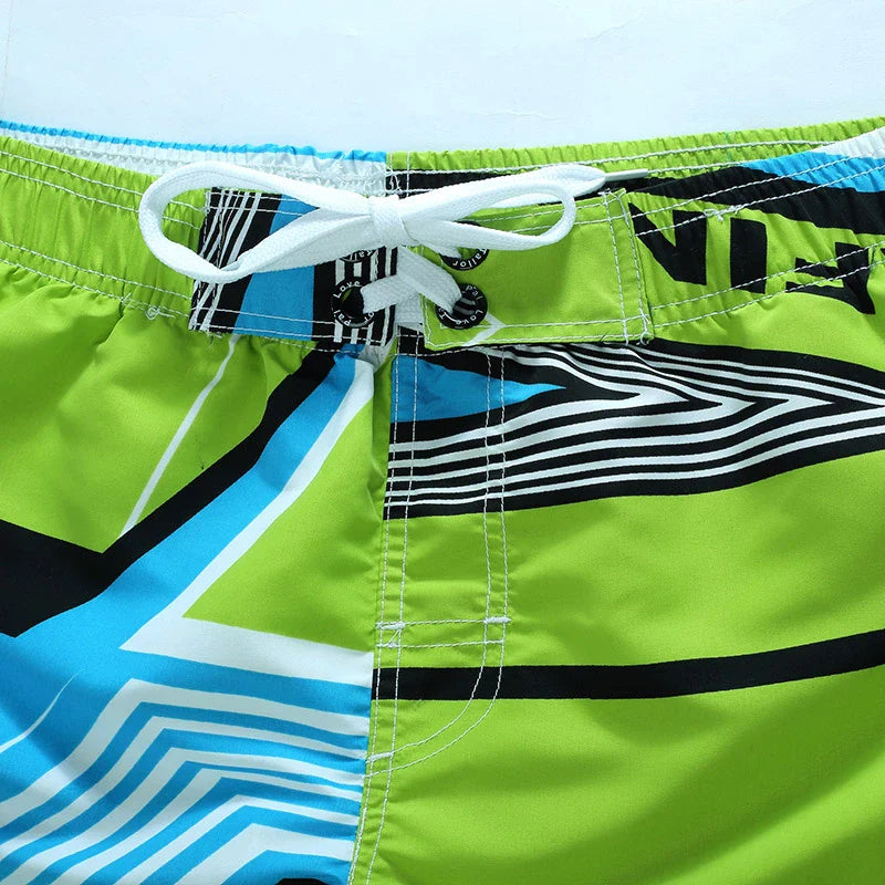 Surf board shorts til mænd – Geometrisk print og knælængde