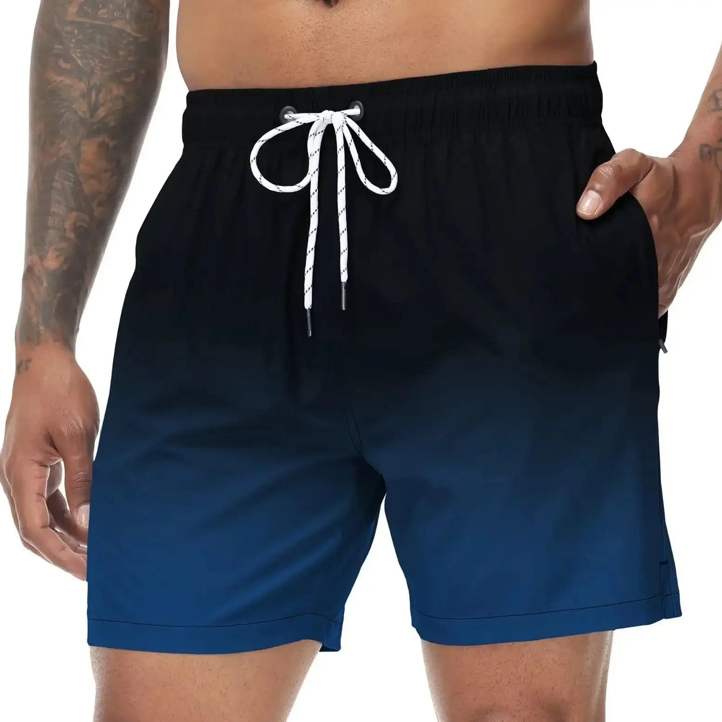 Herrebadeshorts med gradient – Orange solnedgangsfade og snor