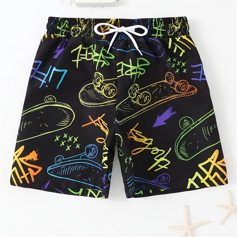 Herrebadeshorts med gaming-print – Spilcontrollere og afslappet snit