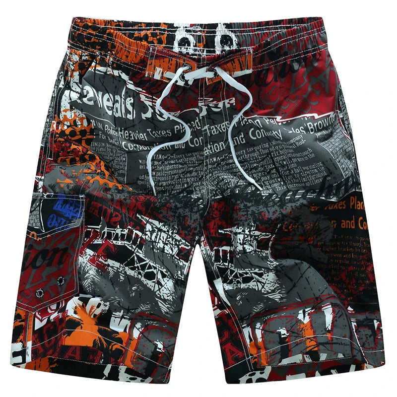 Surf board shorts til mænd – Geometrisk print og knælængde