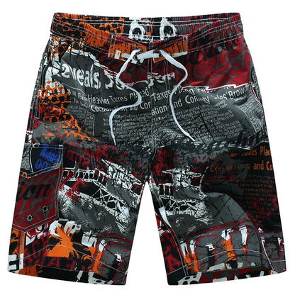 Surf board shorts til mænd – Geometrisk print og knælængde