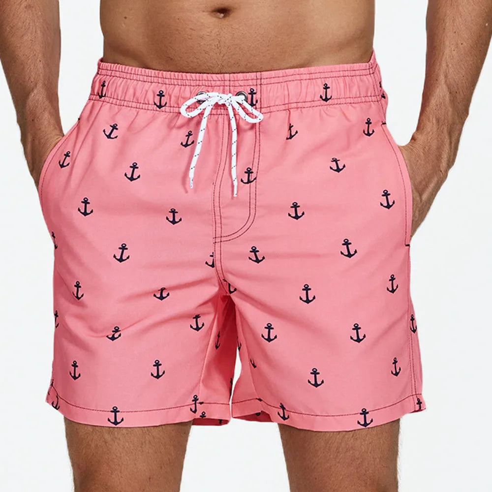 Herrebadeshorts med kiwi-print – Hurtigtørrende og afslappet snit