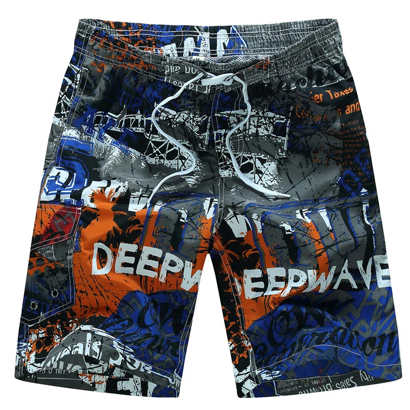 Surf board shorts til mænd – Geometrisk print og knælængde