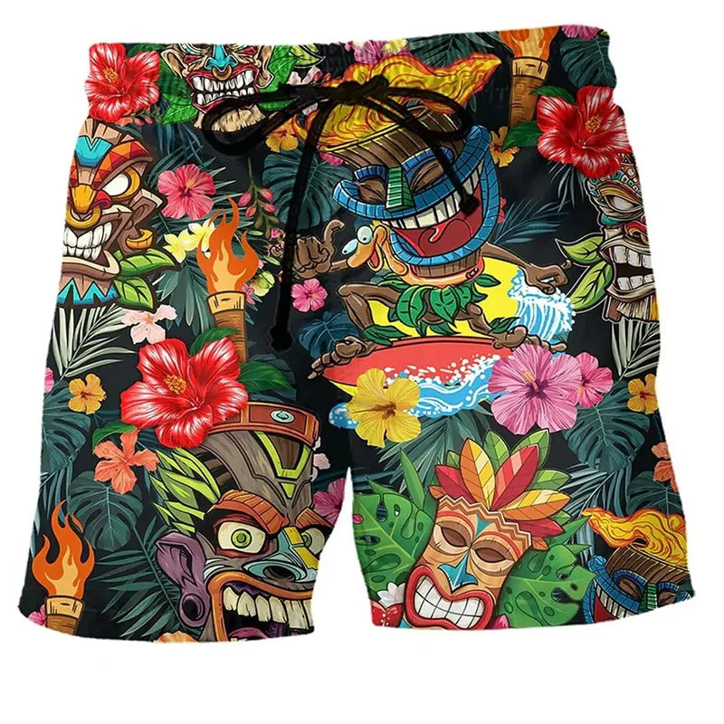 Momount herrebadeshorts – hippie van-print med snor til sommer