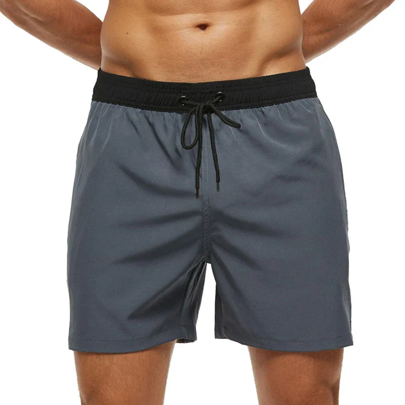 Blå herrebadeshorts – Mesh-foer, sidelommer og elastisk linning