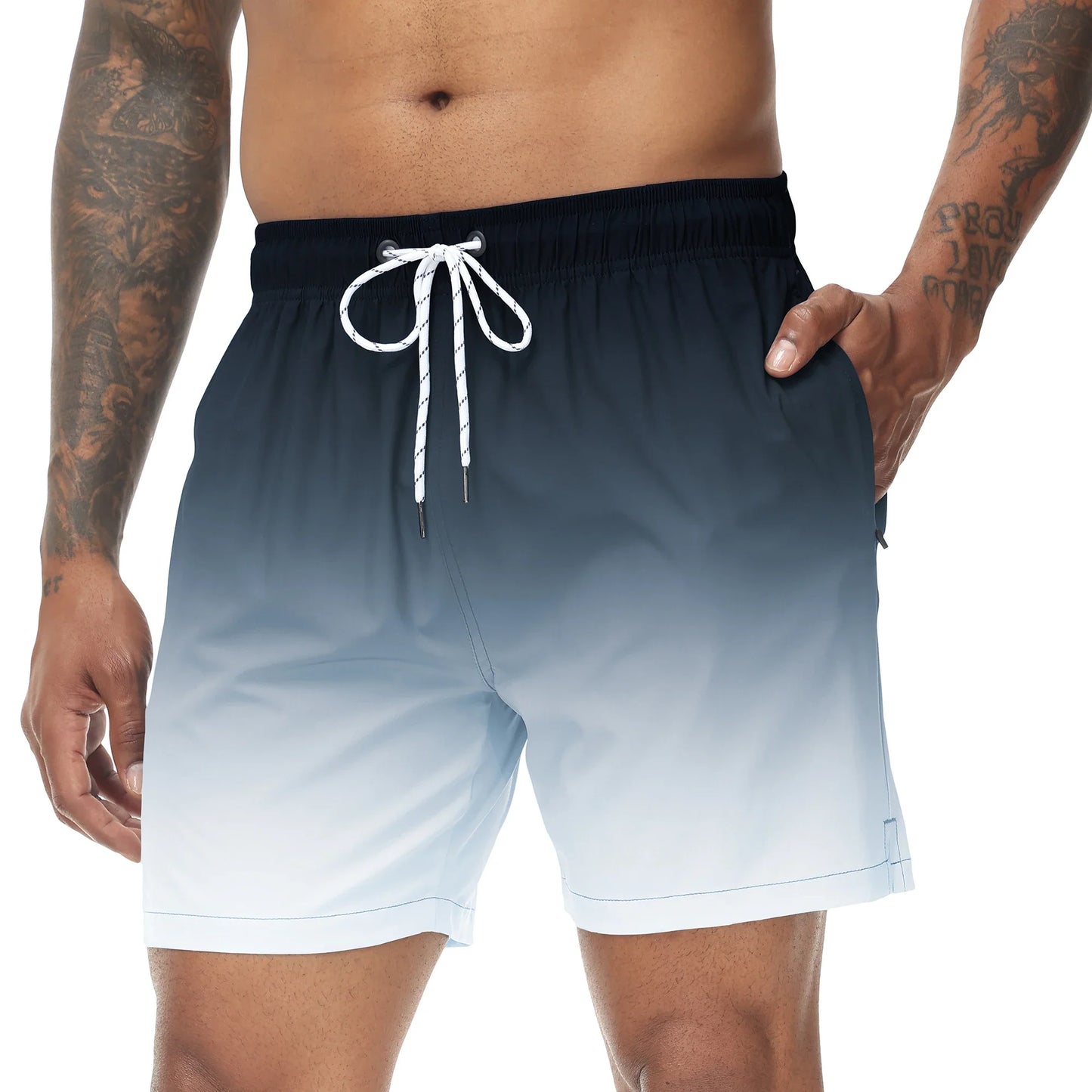 Herrebadeshorts med gradient – Orange solnedgangsfade og snor
