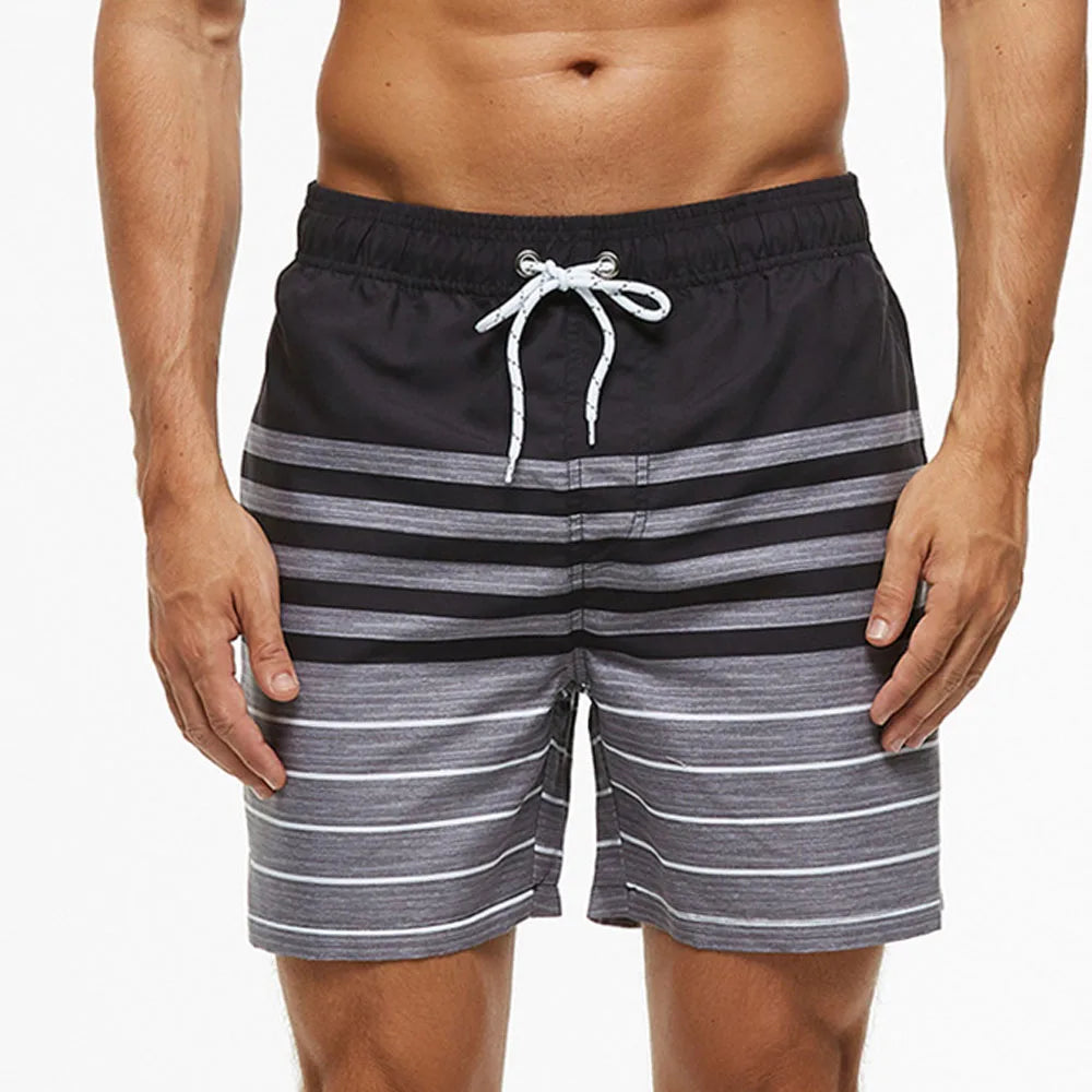 Herrebadeshorts med kiwi-print – Hurtigtørrende og afslappet snit