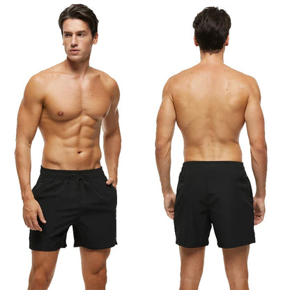 Blå herrebadeshorts – Mesh-foer, sidelommer og elastisk linning