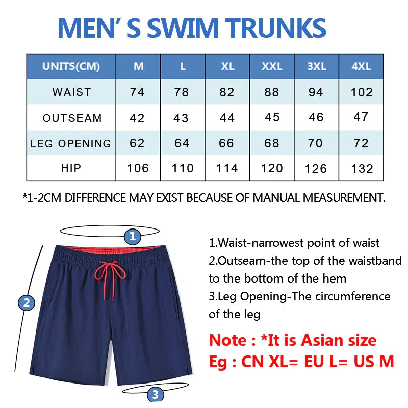 Blå herrebadeshorts – Mesh-foer, sidelommer og elastisk linning