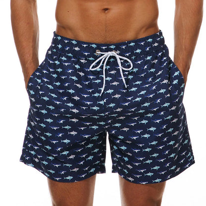 Herrebadeshorts med kiwi-print – Hurtigtørrende og afslappet snit