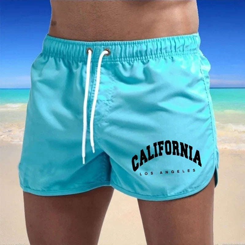 Herrebadeshorts med California-print – Kort atletisk silhuet