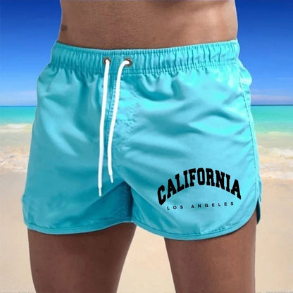 Herrebadeshorts med California-print – Kort atletisk silhuet