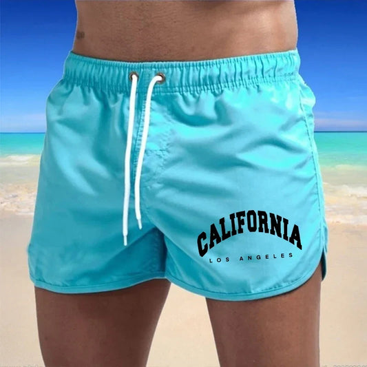 Herrebadeshorts med California-print – Kort atletisk silhuet