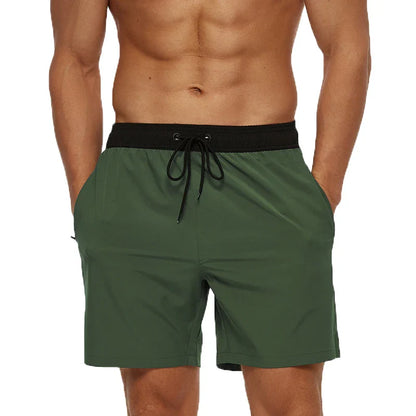 Blå herrebadeshorts – Mesh-foer, sidelommer og elastisk linning