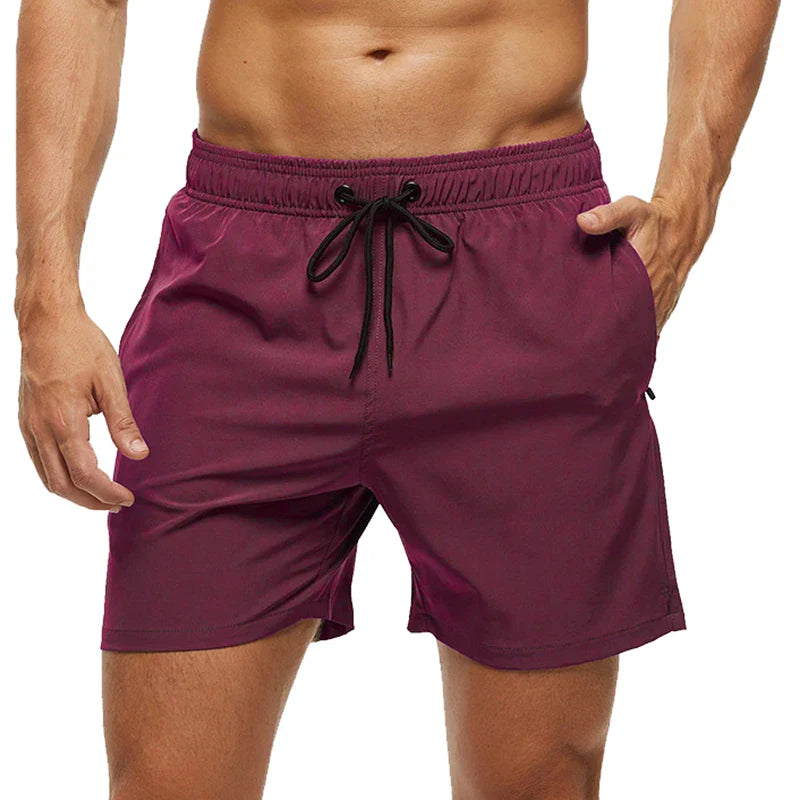 Blå herrebadeshorts – Mesh-foer, sidelommer og elastisk linning