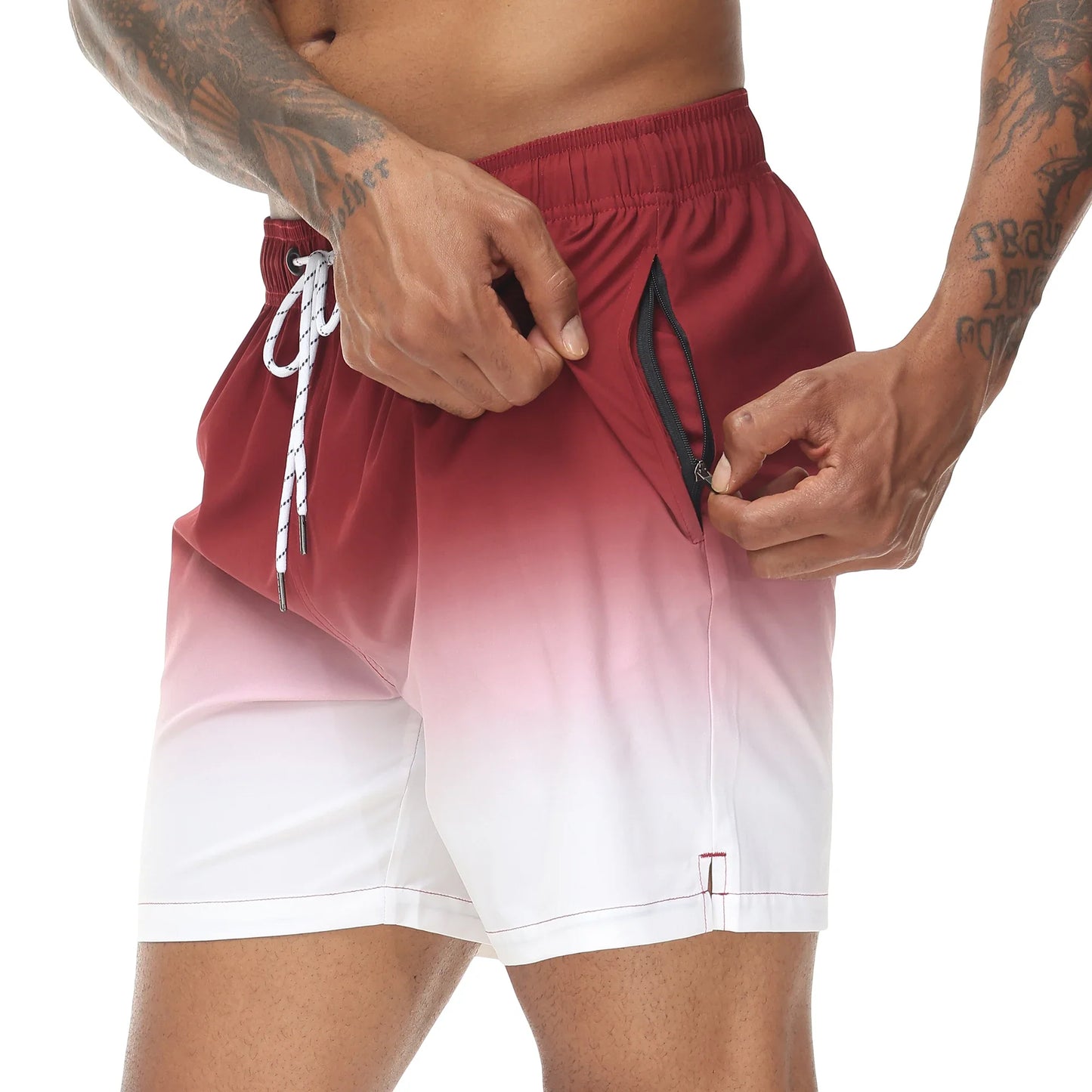 Herrebadeshorts med gradient – Orange solnedgangsfade og snor