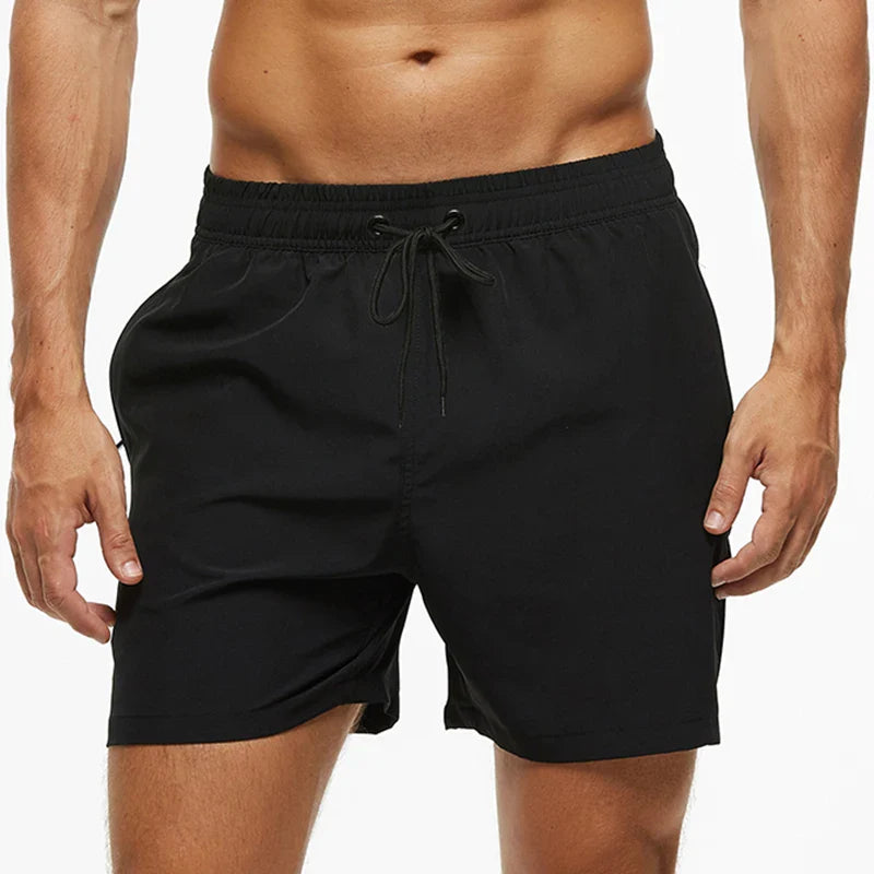 Blå herrebadeshorts – Mesh-foer, sidelommer og elastisk linning