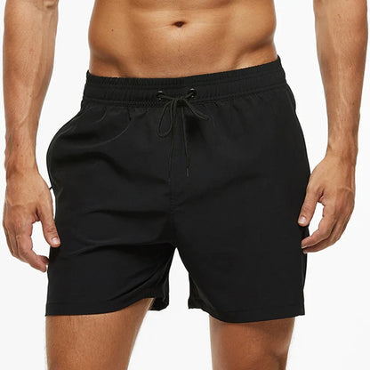 Blå herrebadeshorts – Mesh-foer, sidelommer og elastisk linning