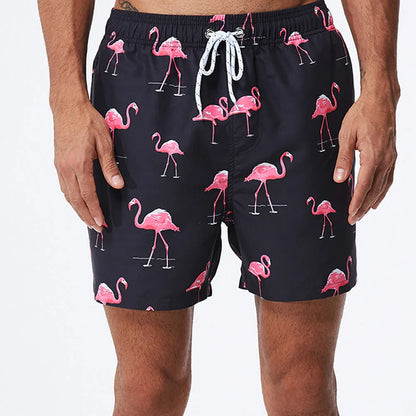 Herrebadeshorts med kiwi-print – Hurtigtørrende og afslappet snit
