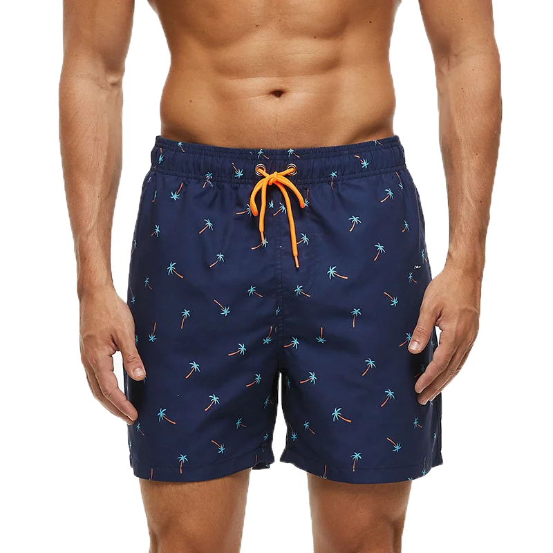 Stribede herrebadeshorts – Hurtigtørrende med sidelommer