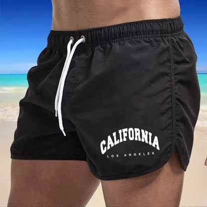 Herrebadeshorts med California-print – Kort atletisk silhuet