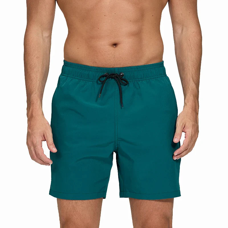 Blå herrebadeshorts – Mesh-foer, sidelommer og elastisk linning