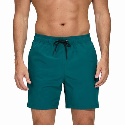 Blå herrebadeshorts – Mesh-foer, sidelommer og elastisk linning